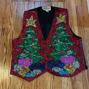 Festive Red Sequin Christmas Vest